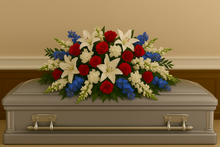 Load image into Gallery viewer, Casket Spray Funeral Arrangement (4 Color/3 Size Options)