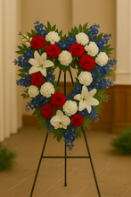 Load image into Gallery viewer, Wreaths and Hearts Sympathy Arrangement (4 Color/3 Size Options)