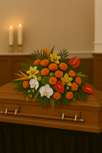 Load image into Gallery viewer, Casket Spray Funeral Arrangement (4 Color/3 Size Options)