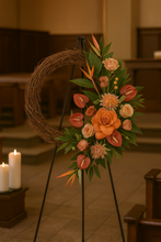 Load image into Gallery viewer, Wreaths and Hearts Sympathy Arrangement (4 Color/3 Size Options)