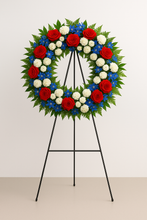 Load image into Gallery viewer, Wreaths and Hearts Sympathy Arrangement (4 Color/3 Size Options)