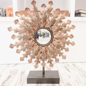 Prescott Florist - 18" Round Metal Sun/Leaf Mirror Sculpture - Bowen's Botanicals