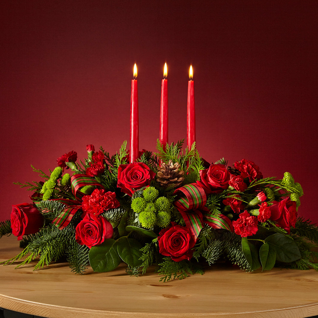 By The Candlelight Centerpiece - Christmas Flower Arrangement