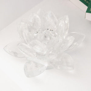Prescott Florist - 5" Crystal Lotus Candle Holder - Bowen's Botanicals