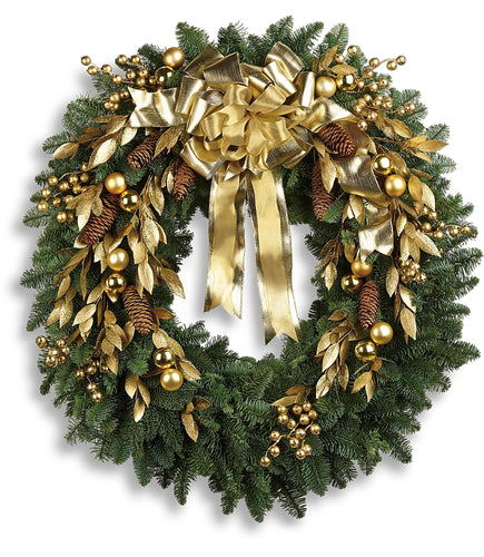 Prescott Florist - Glitter and Gold - Winter Holiday Wreath - Bowen's Botanicals