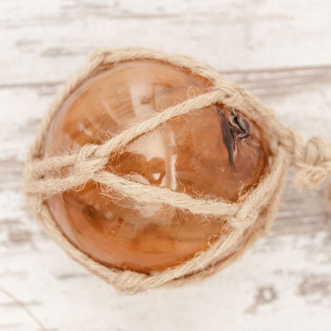 Prescott Florist - Orange Glass Ball w/Rope - Bowen's Botanicals