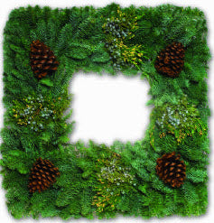 24" Square Mixed Christmas/Winter Greens Wreath (Available after December 16th)