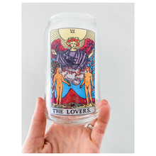 Load image into Gallery viewer, The Lovers Tarot Card Glass Tumbler - 16 oz