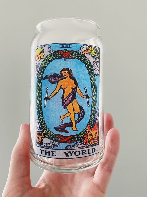 The World Tarot Card Glass Tumbler - 16 oz