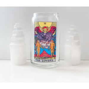 The Lovers Tarot Card Glass Tumbler - 16 oz
