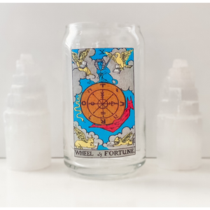 Wheel of Fortune Tarot Card Glass Tumbler - 16 oz
